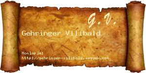 Gehringer Vilibald névjegykártya
